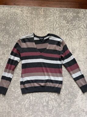 Express Striped V-Neck Sweater - size S